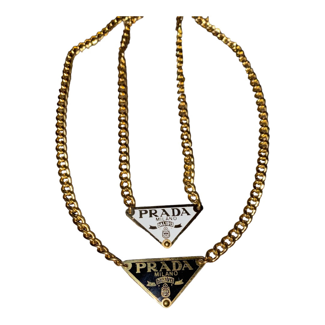 Gold Accent Triangle Chain Necklace