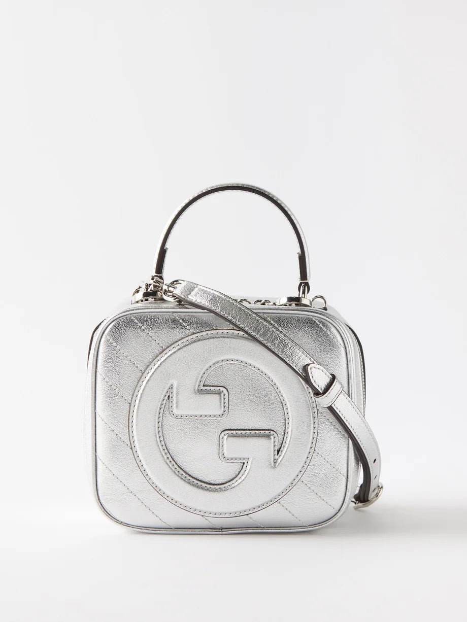 Lindsey Metallic Silver Handle Handbag