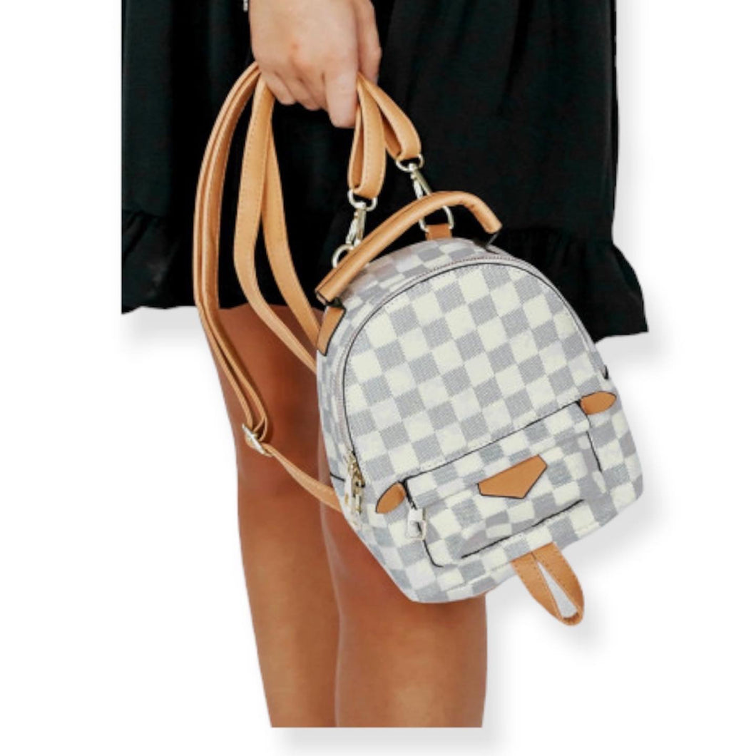 Weekender Mini White Plaid Backpack